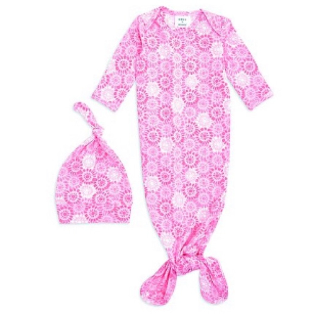 Aden & Anais knotted gown and cap- 0-3 months